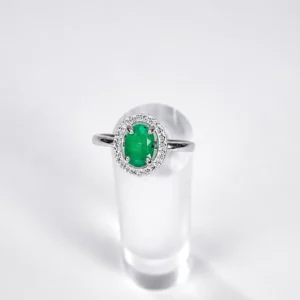 Anillo Esmeralda Halo Clásico Plata 925