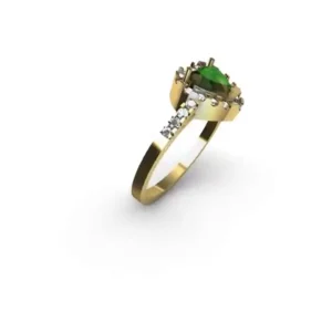 Anillo Esmeralda Corazón Halo Romántico