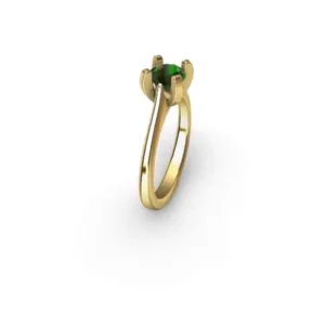 Anillo Esmeralda Solitario Clásico Oro