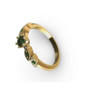 Anillo Esmeralda Hojas Milgrain