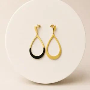 Aretes Dorados Gota Bicolor