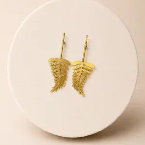 Aretes Dorados Hoja de Helecho