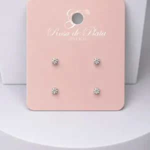 Set Topos Flor Circonia Plata 925