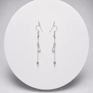 Aretes Cadena Colgante Circonia Plata 925