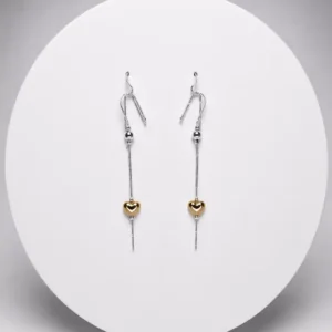 Aretes Corazón Dorado Plata 925