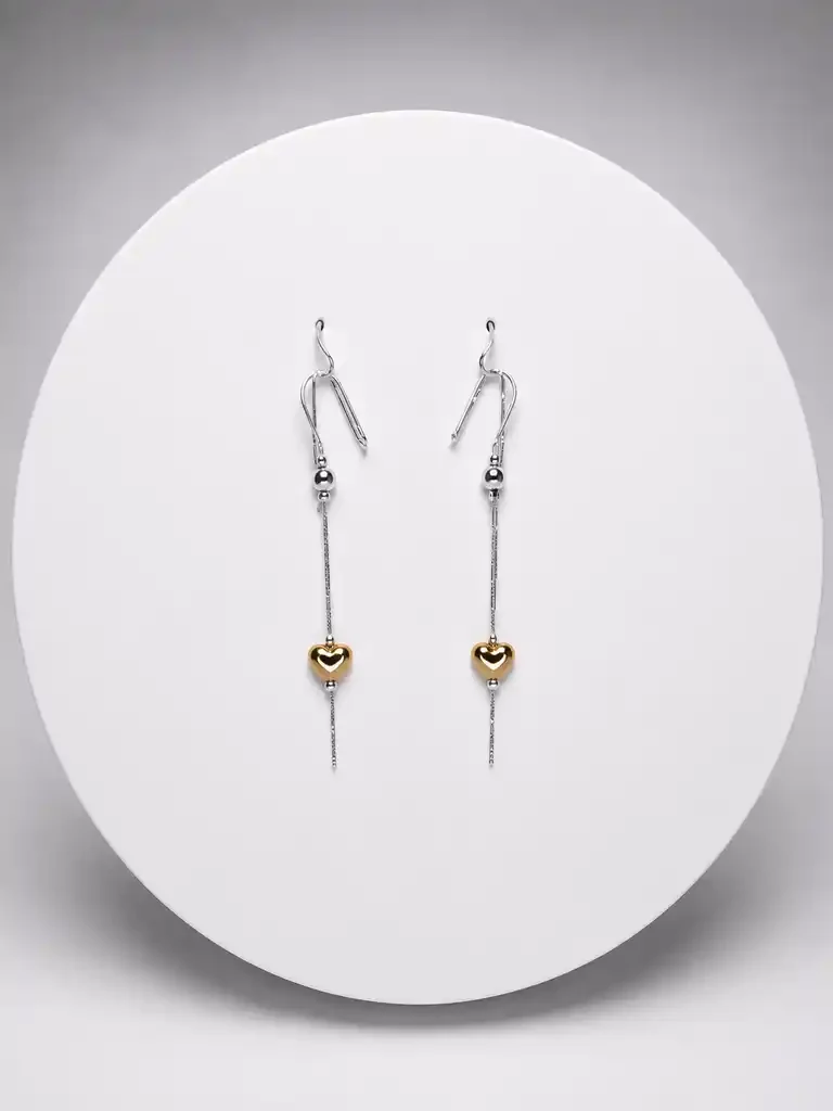 Aretes Corazón Dorado Plata 925