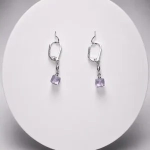 Aretes Cubo Cristal Amatista Plata 925
