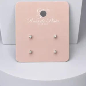 Set Doble Topos Flor Microcirconia Plata 925