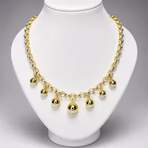 Collar Dorado Eslabones con Dijes Esféricos
