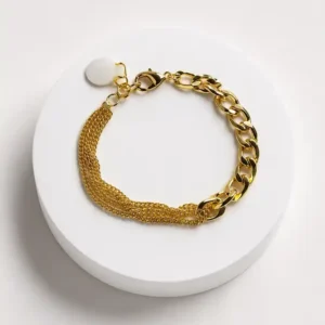 Pulsera Dorada Barbada con Manguera de Cadenas