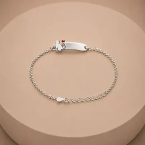 Pulsera Esclava Gatito y Corazón Personalizable