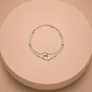 Pulsera Doble Cruz Yacente con Circonias