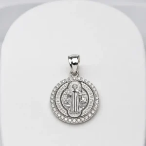 Medalla San Benito Plata 925 con Circonias