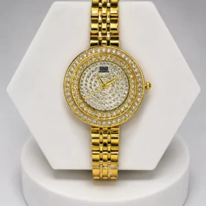 Reloj Q&Q Dorado Bisel con Brillantes Lujo