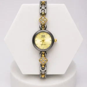 Reloj Q&Q Bicolor Detalles Brillantes Joya